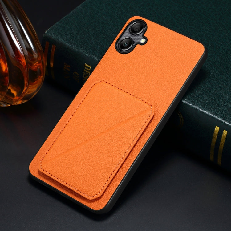 For Samsung Galaxy S23+ 5G Denior Imitation Calf Leather Back Phone Case with Holder(Orange) - Galaxy S23+ 5G Cases by Denior | Online Shopping UK | buy2fix