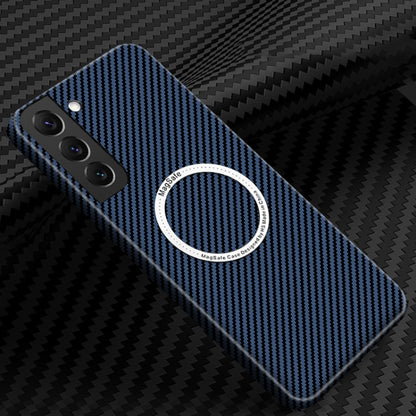 For Samsung Galaxy S24 5G Carbon Fiber Texture MagSafe Magnetic Phone Case(Blue) - Galaxy S24 5G Cases by buy2fix | Online Shopping UK | buy2fix