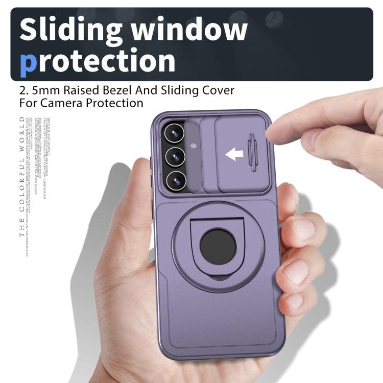 For Samsung Galaxy S22 5G Camshield MagSafe Ring Holder Armor Phone Case(Puple) - Galaxy S22 5G Cases by buy2fix | Online Shopping UK | buy2fix