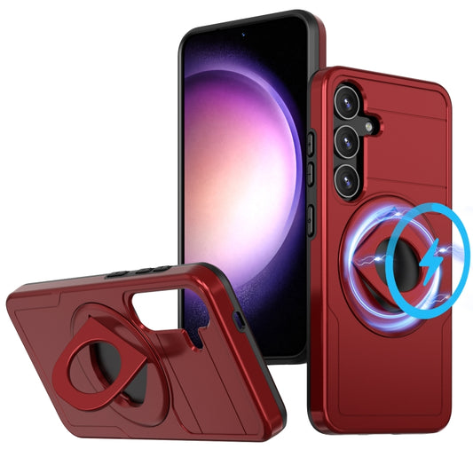 For Samsung Galaxy S24+ 5G MagSafe Ring Holder Armor Phone Case(Red) - Galaxy S24+ 5G Cases by buy2fix | Online Shopping UK | buy2fix
