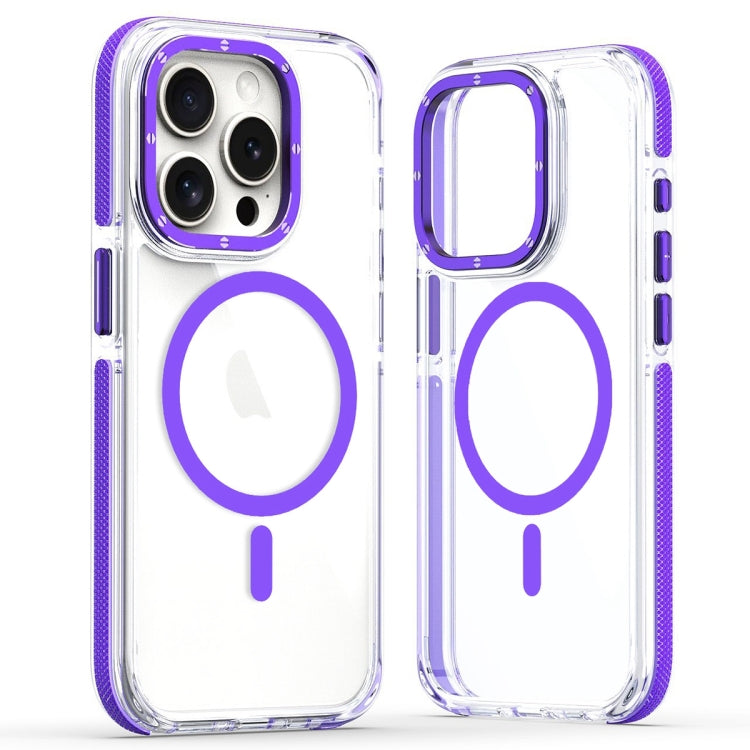 For iPhone 14 Pro Dual-Color Clear Acrylic Hybrid TPU MagSafe Phone Case(Purple) - iPhone 14 Pro Cases by buy2fix | Online Shopping UK | buy2fix