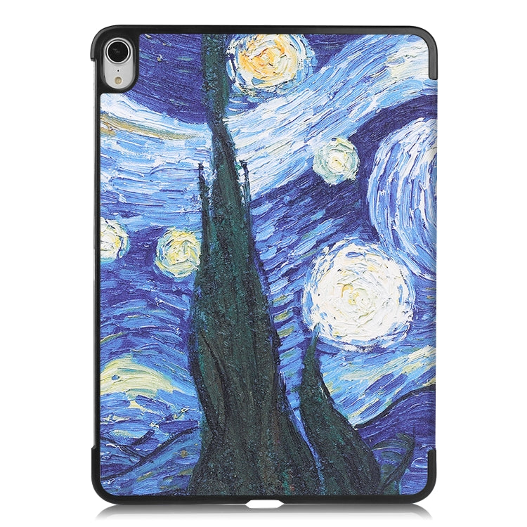 For iPad Air 2022 / 2020 10.9 Colored Drawing Horizontal Flip Leather Case with Three-folding Holder & Sleep / Wake-up Function(Starry Sky) - Apple Accessories by buy2fix | Online Shopping UK | buy2fix