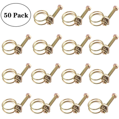 50 PCS M19 Adjustable Color Galvanized Iron Double Wire Hose Clamps - In Car by buy2fix | Online Shopping UK | buy2fix