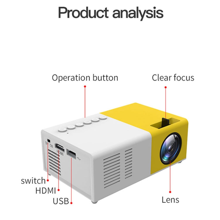 J9 1920x1080P 15 ANSI Portable Home Theater Mini LED HD Digital Projector, Basic Version, AU Plug(Black White) - Consumer Electronics by buy2fix | Online Shopping UK | buy2fix