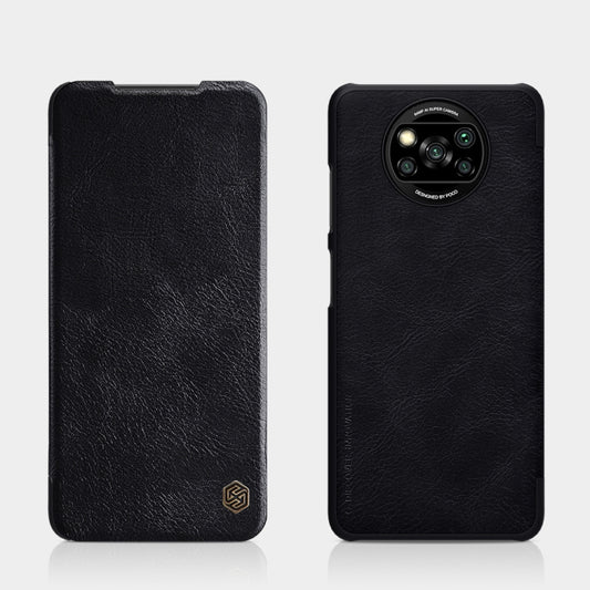 For Xiaomi Mi Poco X3 / NFC NILLKIN QIN Series Crazy Horse Texture Horizontal Flip Leather Case with Card Slot(Black) - Xiaomi Cases by NILLKIN | Online Shopping UK | buy2fix