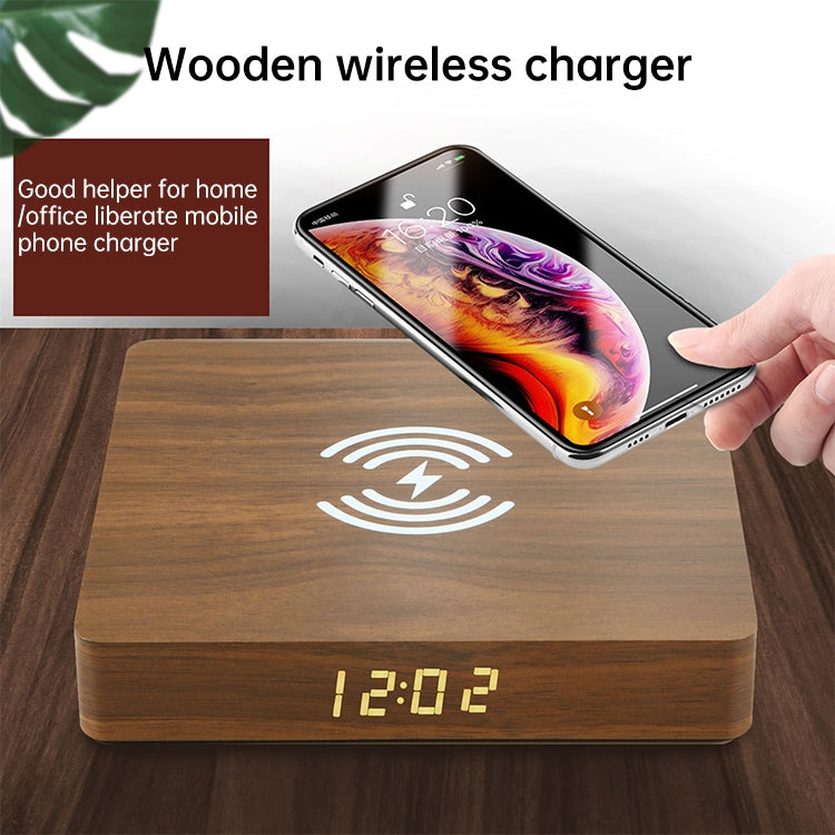 W50 Wooden Clock Wireless Charger (Walnut) - Apple Accessories by buy2fix | Online Shopping UK | buy2fix