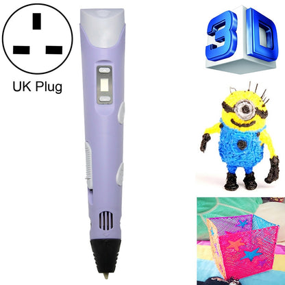 Hand-held 3D Printing Pen, UK Plug (Purple) - Consumer Electronics by buy2fix | Online Shopping UK | buy2fix