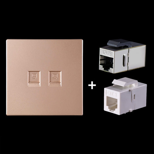 CAT.6 Shielded Pass-through Network Module, Dual Ports Panel + Shielded Pass-through + Telephone Socket (Gold) - Lan Cable and Tools by buy2fix | Online Shopping UK | buy2fix