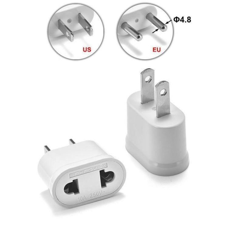 US & EU to US Plug AC Wall Universal Travel Power Socket Plug Adaptor, AC 250V (White) - Consumer Electronics by buy2fix | Online Shopping UK | buy2fix