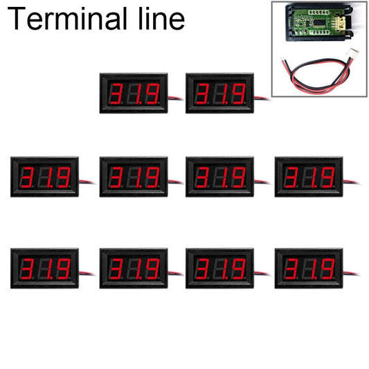 10 PCS 0.56 inch 2 Terminal Wires Digital Voltage Meter with Shell, Color Light Display, Measure Voltage: DC 4.5-30V (Red) - Consumer Electronics by buy2fix | Online Shopping UK | buy2fix