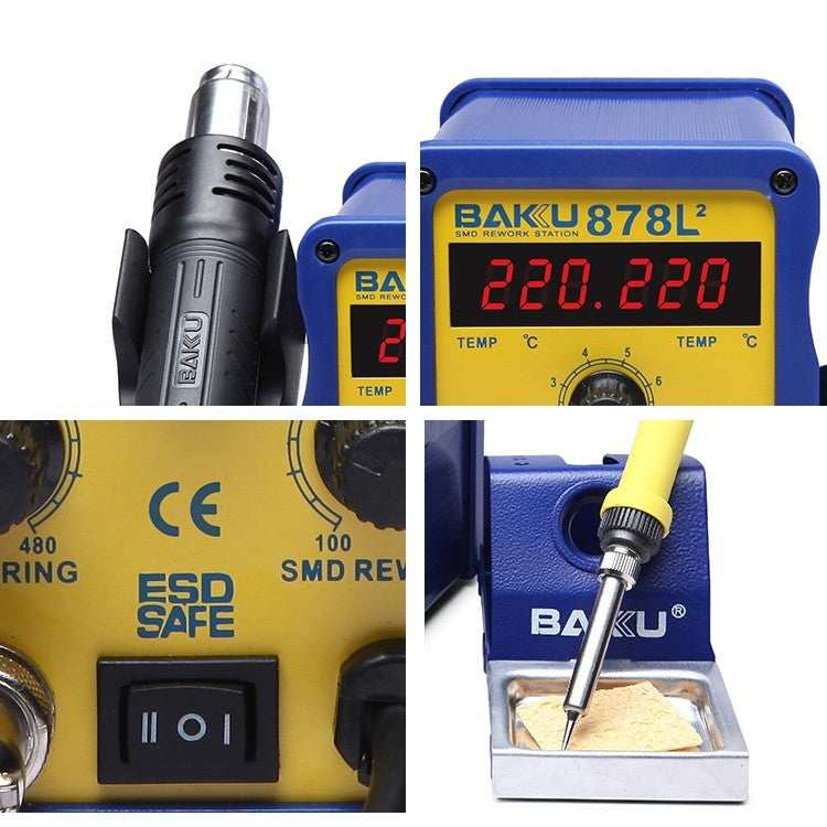 BAKU BK-878L2 AC 220V LED Display 2 in 1 Hot Air Gun Soldering Iron Soldering Station - Electric Soldering Iron by BAKU | Online Shopping UK | buy2fix