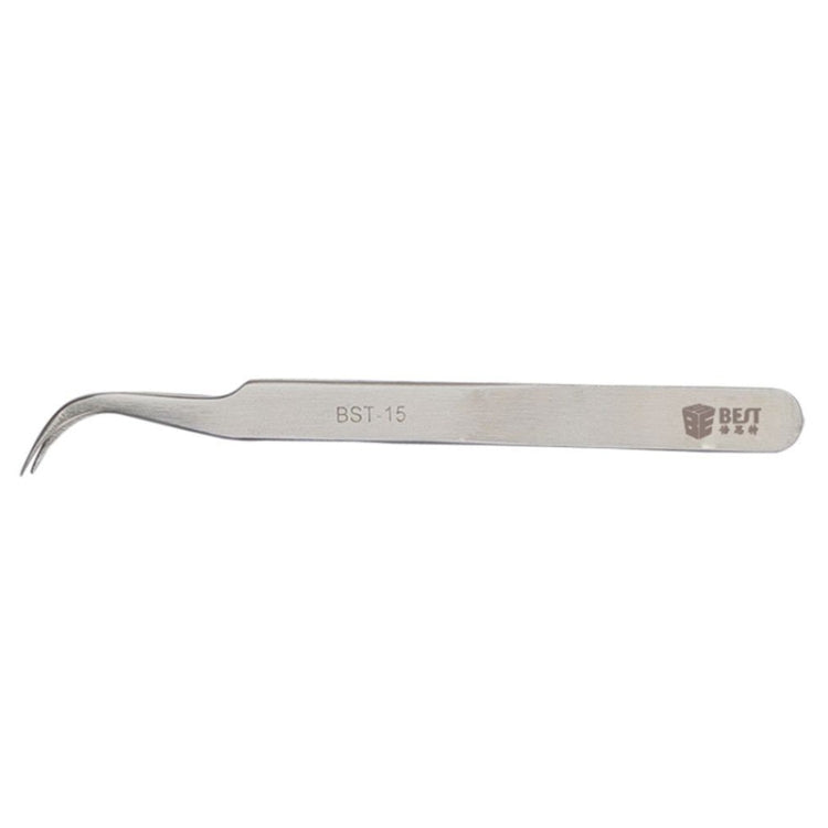 BEST BST-15L Brushed stainless steel tweezers - Tweezers by BEST | Online Shopping UK | buy2fix