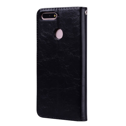 Business Style Oil Wax Texture Horizontal Flip Leather Case for Huawei Honor 7A (with fingerprint hole), with Holder & Card Slots & Wallet(Black) - Honor Cases by buy2fix | Online Shopping UK | buy2fix