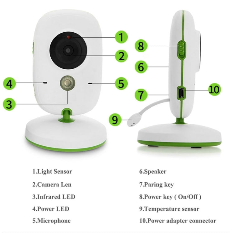 VB602 2.4 inch LCD 2.4GHz Wireless Surveillance Camera Baby Monitor, Support Two Way Talk Back, Night Vision(White) - Security by buy2fix | Online Shopping UK | buy2fix