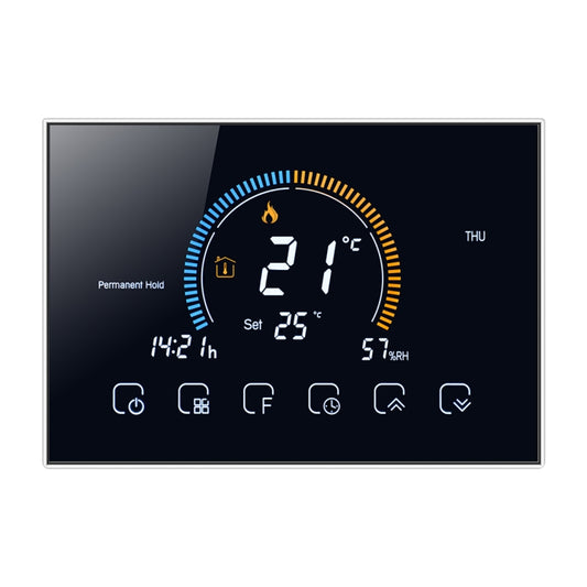 BHT-8000-GC Controlling Water/Gas Boiler Heating Energy-saving and Environmentally-friendly Smart Home Negative Display LCD Screen Round Room Thermostat without WiFi(Black) - Consumer Electronics by buy2fix | Online Shopping UK | buy2fix