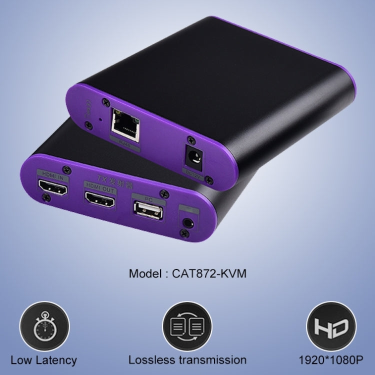 CAT872-KVM HDMI Extender (Receiver & Sender) over CAT5e/CAT6 Cable with USB Port and KVM Function, Transmission Distance: 200m(UK Plug) - Amplifier by buy2fix | Online Shopping UK | buy2fix