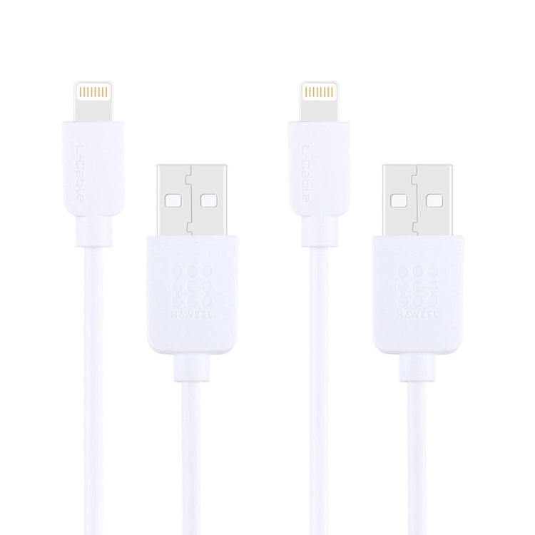 2 PCS HAWEEL 1m High Speed 8 pin to USB Sync and Charging Cable Kit for iPhone, iPad(White) - Normal Style Cable by buy2fix | Online Shopping UK | buy2fix