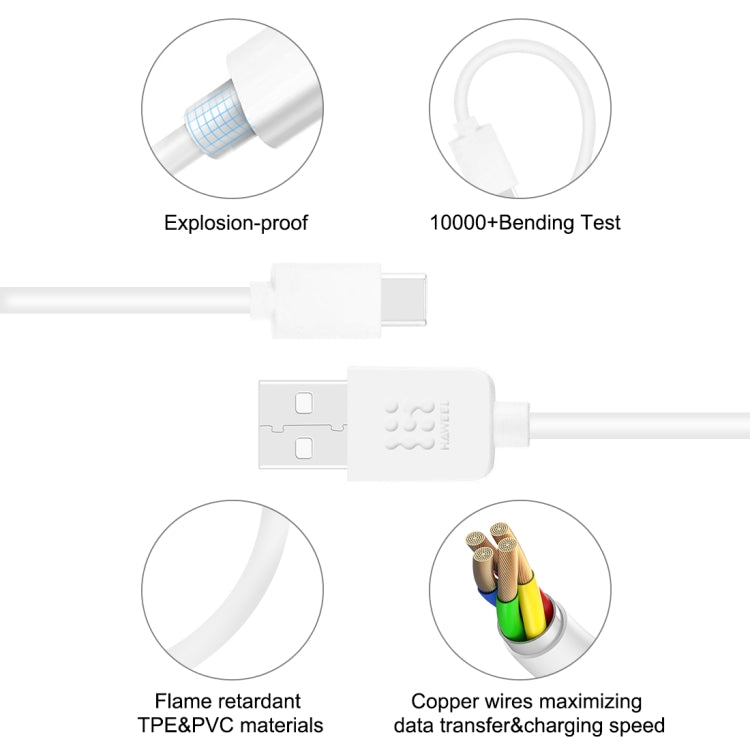 HAWEEL 2m USB-C / Type-C to USB 2.0 Data & Charging Cable(White) - USB-C & Type-C Cable by buy2fix | Online Shopping UK | buy2fix