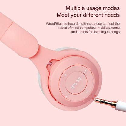 M6 Luminous Cat Ears Two-color Foldable Bluetooth Headset with 3.5mm Jack & TF Card Slot(Pink) - Headset & Headphone by buy2fix | Online Shopping UK | buy2fix