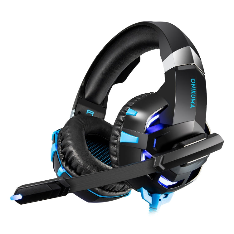 ONIKUMA K2A Over Ear Bass Stereo Surround Gaming Headphone with Microphone & LED Lights(Black Blue) - Multimedia Headset by ONIKUMA | Online Shopping UK | buy2fix