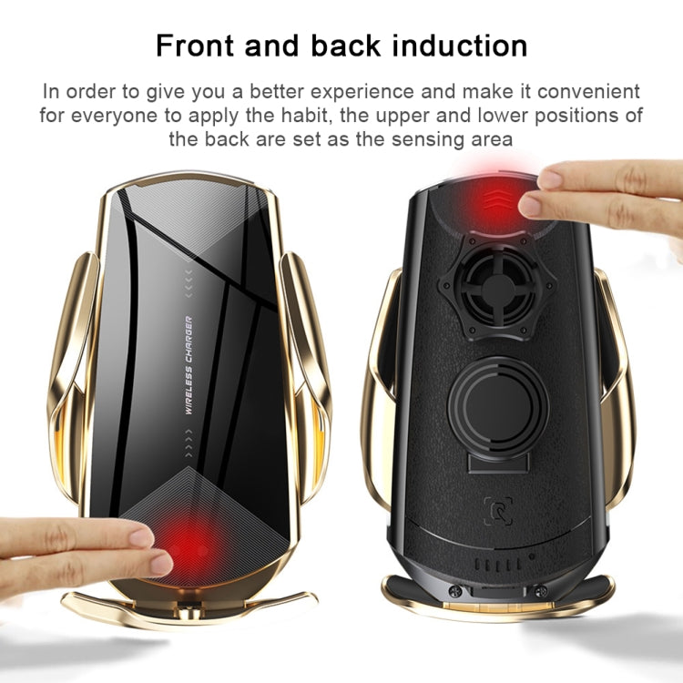 Q2 15W Universal Rotation Infrared Induction Magnetic Car Wireless Charging Mobile Phone Holder with Micro USB + 8 Pin + Type-C / USB-C Magnetic Connector(Black) - In Car by buy2fix | Online Shopping UK | buy2fix