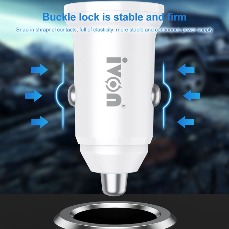 IVON CC45 20W PD 3.0 USB-C / Type-C + QC 3.0 USB Port Mini Car Charger - In Car by IVON | Online Shopping UK | buy2fix