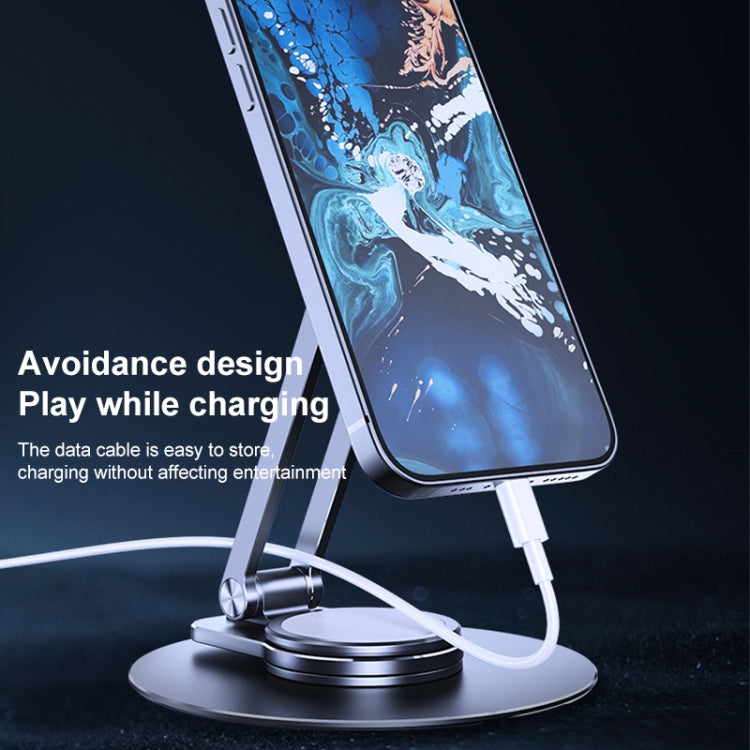 LK-T639 360 Degree Rotatable Foldable Magnetic Aluminum Alloy Desktop Phone Holder (Black) - Desktop Holder by buy2fix | Online Shopping UK | buy2fix