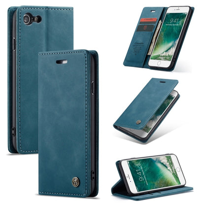 CaseMe-013 Multifunctional Retro Frosted Horizontal Flip Leather Case for iPhone 7 / 8, with Card Slot & Holder & Wallet(Blue) - Apple Accessories by CaseMe | Online Shopping UK | buy2fix