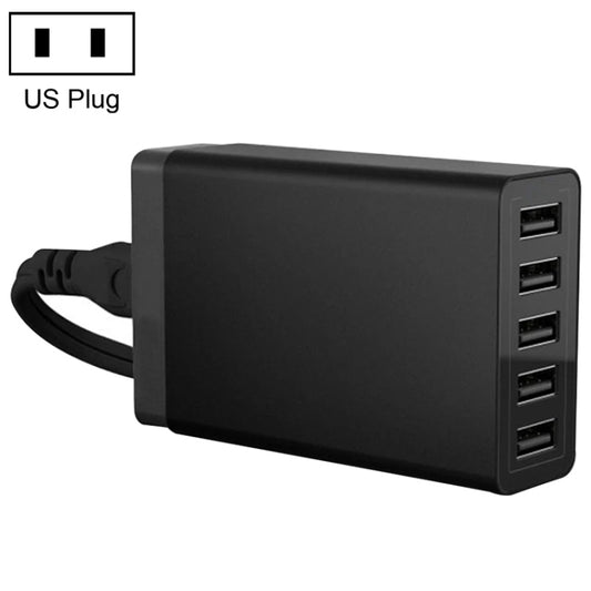 XBX09 40W 5V 8A 5 USB Ports Quick Charger Travel Charger, US Plug(Black) - Multifunction Charger by buy2fix | Online Shopping UK | buy2fix