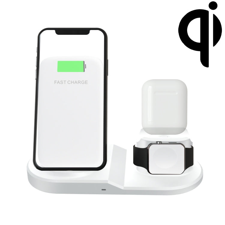 OJD-45 3 in 1 QI 10W Mobile Phone + Watch + 8 Pin Earphone Charging Port Multi-function Wireless Charger for Mobile Phones & Watches & AirPods 2(White) - Multifunction Charger by buy2fix | Online Shopping UK | buy2fix