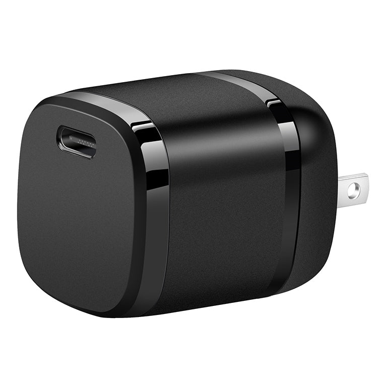 APQ-006 PD 20W USB-C / Type-C Single Port Wine Barrel Shape Travel Charger, US Plug (Black) - Mobile Accessories by buy2fix | Online Shopping UK | buy2fix
