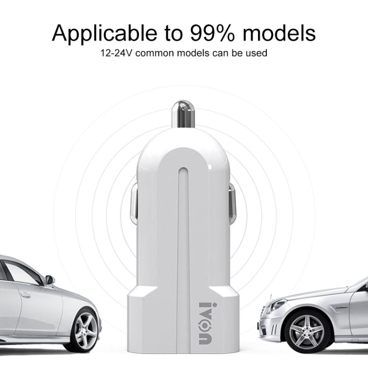 IVON CC13 QC 3.0 Fast Charging Car Charger (White) - In Car by IVON | Online Shopping UK | buy2fix