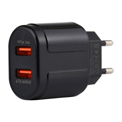 LZ-022 5V 2.4A Dual USB Ports Travel Charger, EU Plug (Black) - Apple Accessories by buy2fix | Online Shopping UK | buy2fix