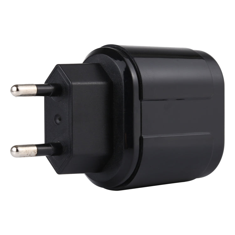 LZ-022 5V 2.4A Dual USB Ports Travel Charger, EU Plug (Black) - Apple Accessories by buy2fix | Online Shopping UK | buy2fix