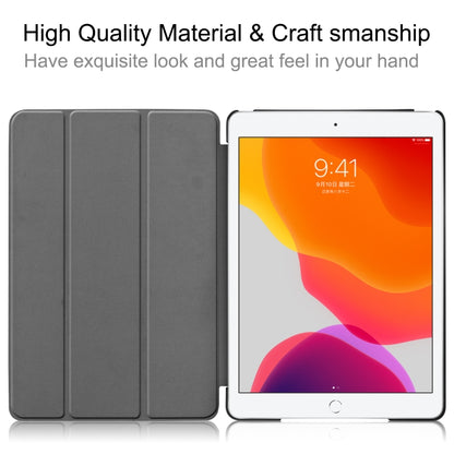 For iPad 10.2 Custer Texture Horizontal Flip Smart PU Leather Case with Sleep / Wake-up Function & Three-folding Holder (Grey) - iPad 10.2 Cases by buy2fix | Online Shopping UK | buy2fix