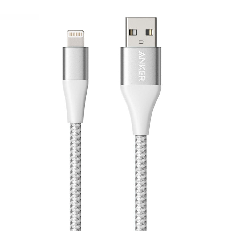 ANKER A8452 Powerline+ II USB to 8 Pin Apple MFI Certificated Nylon Pullable Carts Charging Data Cable, Length: 0.9m(Silver) - Apple Accessories by ANKER | Online Shopping UK | buy2fix