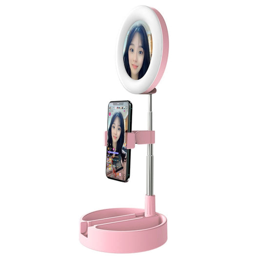 WK G3 Folding Storage Type Desktop Multi-function Live Light Makeup Mirror Holder (Pink) - Selfie Light by WK | Online Shopping UK | buy2fix