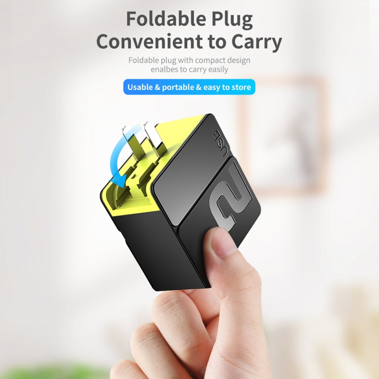 ROCK RWC-0440 18W QC4.0 / QC3.0 / FCP Dual USB + PPS / PD3.0 / PD2.0 / FCP Dual USB-C / Type-C Interface Travel Charger with Foldable Plug, Chinese Plug(Black) - Apple Accessories by ROCK | Online Shopping UK | buy2fix