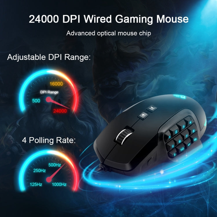 Rocketek GM900 24000DPI 16-keys RGB Light USB Wired Programming Gaming Computer Mouse (Black) - Wired Mice by ROCKETEK | Online Shopping UK | buy2fix