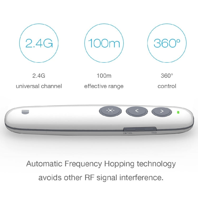 Doosl DSIT007 2.4GHz Rechargeable Powerpoint Presentation Wireless Cliker Remote Control Pen, Control Distance: 100m(White) -  by DOOSL | Online Shopping UK | buy2fix