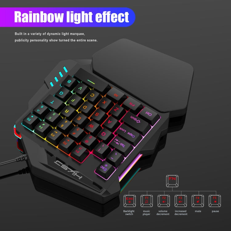 HXSJ V100 Universal One-hand 35-Keys Mechanical Blue Axis Seven-color Backlight Wired Gaming Keyboard, Length: 1.6m - Other Accessories by HXSJ | Online Shopping UK | buy2fix