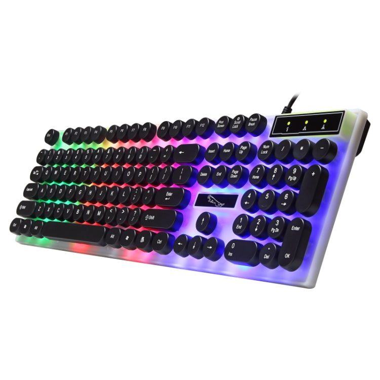 Chasing Leopard G21 USB 104-keys Waterproof Floating Round Punk Keycap Colorful Backlight Mechanical Feel Wired Keyboard, Length: 1.3m(Black) - Wired Keyboard by Chasing Leopard | Online Shopping UK | buy2fix