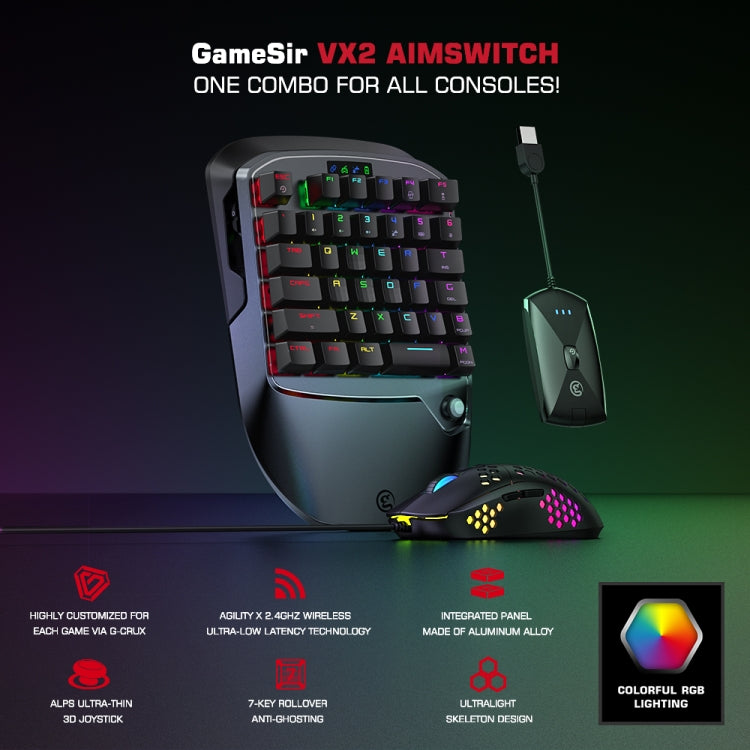 GameSir  VX2 AimSiwtch One-handed Wireless Gaming Keyboard & Mouse Kit(Black) - Other Accessories by GameSir | Online Shopping UK | buy2fix