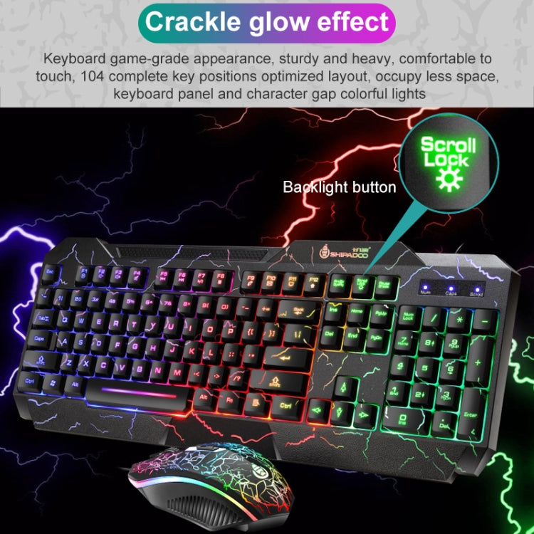 SHIPADOO D620 104-key Wired RGB Color Cracked Backlight Gaming Keyboard Mouse Kit for Laptop, PC - Wired Keyboard by SHIPADOO | Online Shopping UK | buy2fix