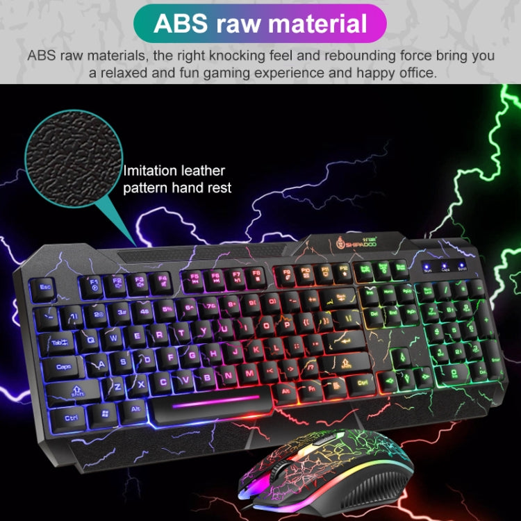 SHIPADOO D620 104-key Wired RGB Color Cracked Backlight Gaming Keyboard Mouse Kit for Laptop, PC - Wired Keyboard by SHIPADOO | Online Shopping UK | buy2fix