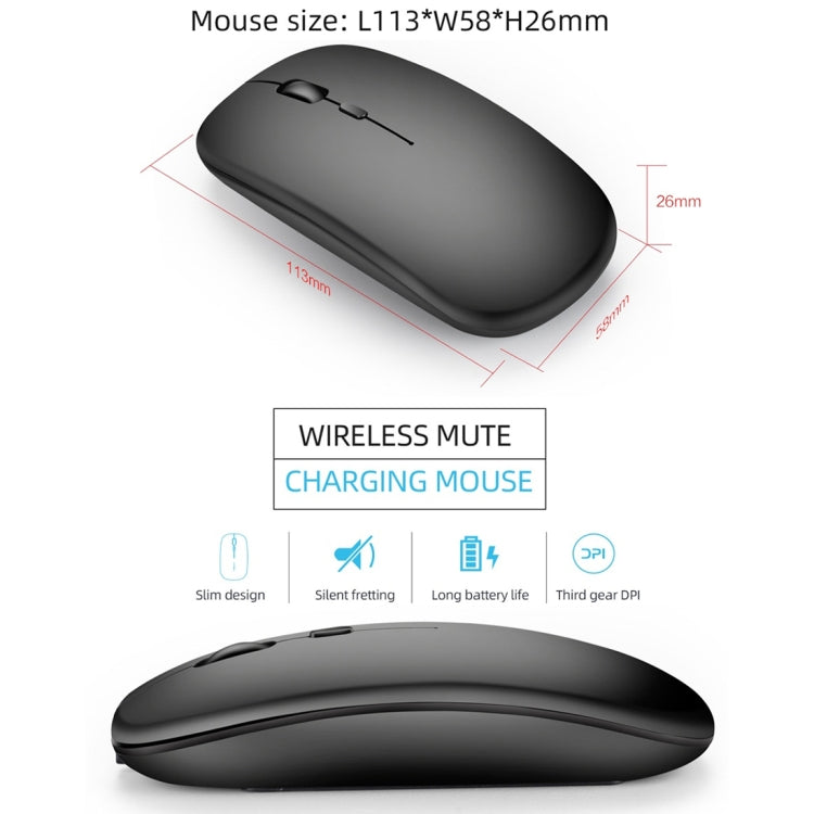 HXSJ M90 2.4GHz Ultrathin Mute Rechargeable Dual Mode Wireless Bluetooth Notebook PC Mouse (White) - Wireless Mice by HXSJ | Online Shopping UK | buy2fix