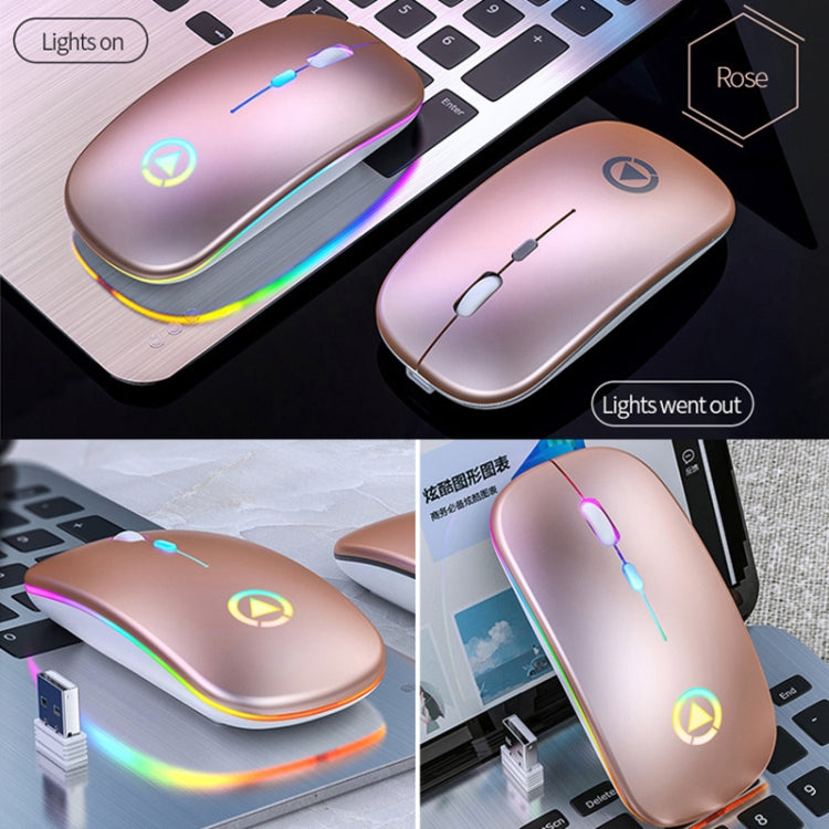 YINDIAO A2 BT3.0 + BT5.0 + 2.4GHz 1600DPI 3-modes Adjustable RGB Light Wireless Silent Bluetooth Mouse (Rose Gold) - Computer & Networking by YINDIAO | Online Shopping UK | buy2fix