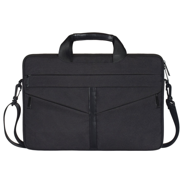 15.6 inch Breathable Wear-resistant Fashion Business Shoulder Handheld Zipper Laptop Bag with Shoulder Strap (Black) - 14.1 inch by buy2fix | Online Shopping UK | buy2fix