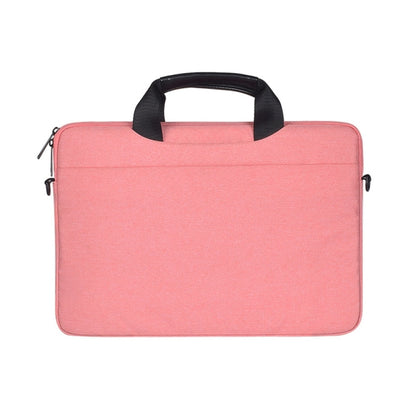 15.6 inch Breathable Wear-resistant Fashion Business Shoulder Handheld Zipper Laptop Bag with Shoulder Strap (Pink) - 14.1 inch by buy2fix | Online Shopping UK | buy2fix