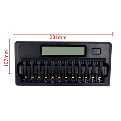 100-240V 12 Slot Battery Charger for AA / AAA / NI-MH / NI-CD Battery, with LCD Display, EU Plug - Consumer Electronics by buy2fix | Online Shopping UK | buy2fix